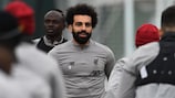 Mohamed Salah in training on Tuesday