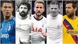 Cristiano Ronaldo, Gerd Müller, Harry Kane, Ferenc Puskás and Lionel Messi
