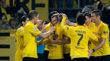Dortmund celebrate scoring against Galatasaray