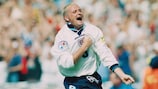 Paul Gascoigne celebra  su memorable gol contra Escocia en la EURO '96
