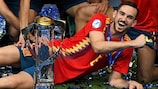Fabián Ruiz poses with the trophy as Spain celebrate U21 EURO success  