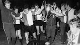 Feyenoord players parade the European Cup