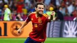 Juan Mata celebra uno de los goles de España ante Italia en la final de la EURO 2012