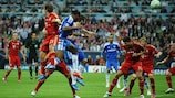 Chelsea's Didier Drogba heads the equalising goal in the UEFA Champions League final against Bayern