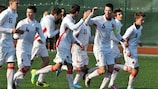 The Czech Republic celebrate a goal in the U16 tournament