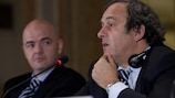 Gianni Infantino and Michel Platini spoke to the media in Venice today