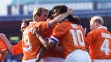 The Dutch celebrate Dennis Bergkamp's goal
