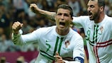 Portugal captain Cristiano Ronaldo celebrates his winning goal