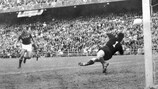 A huge Madrid crowd sees Spain score the opener in the 1964 EURO final