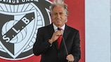 Jorge Jesus durante a apresentação como novo treinador do Benfica