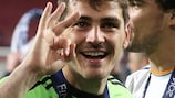 Iker Casillas celebrates the third of his UEFA Champions League successes in 2014