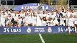 Real Madrid celebrate winning the Liga title