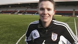 Glasgow-City-Mittelfeldspielerin Jo Love half in den ersten Wochen der COVID-19-Pandemie in Schottland bei der Produktion von Handdesinfektionsmitteln mit.