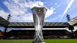 COLOGNE, GERMANY - AUGUST 21: The UEFA Europa League trophy is seen pitch side prior to the UEFA Europa League Final between Seville and FC Internazionale at RheinEnergieStadion on August 21, 2020 in Cologne, Germany. (Photo by Stuart Franklin - UEFA/UEFA via Getty Images)