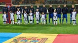 Moldova's national team line up before a recent international