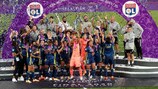 El Olympique de Lyon celebra la victoria en la UEFA Women's Champions League el mes pasado