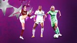 Vivianne Miedema, Delphine Cascarino and Pernille Harder are up for the forward award