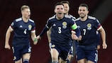Scotland celebrate winning on penalties against Israel