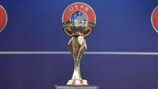 NYON, SWITZERLAND - DECEMBER 13: The UEFA Under-19 Championship trophy on display ahead of the UEFA Under-19 Championship 2017/18 Qualifying Round Draw at the UEFA headquarters, The House of European Football on December 13, 2016 in Nyon, Switzerland. (Photo by Harold Cunningham - UEFA/UEFA via Getty Images)