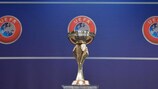 NYON, SWITZERLAND - DECEMBER 13: The UEFA Under-19 Championship trophy on display ahead of the UEFA Under-19 Championship 2017/18 Qualifying Round Draw at the UEFA headquarters, The House of European Football on December 13, 2016 in Nyon, Switzerland. (Photo by Harold Cunningham - UEFA/UEFA via Getty Images)