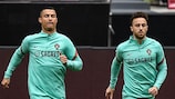 Cristiano Ronaldo y Diogo Jota, entrenando con Portugal