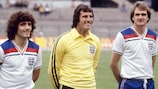 Ray Clemence on England duty with Kevin Keegan and Phil Thompson 