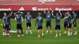 A selecção alemã cumpre mais uma sessão de treino antes do embate diante da Espanha