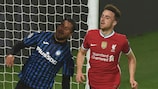 Liverpool's Diogo Jota after scoring one of his three goals in Bergamo