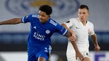 Leicester's Wesley Fofana under pressure from Zorya's Vladyslav Kabayev 