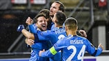 Napoli's Belgian Froward Dries Mertens (1st-L) celebrates after scoring a goal during the UEFA Europa League match between AZ Alkmaar and SSC Napoli at the AFAS Stadium in Alkmaar on December 03, 2020. (Photo by Olaf Kraak / ANP / AFP) / Netherlands OUT (Photo by OLAF KRAAK/ANP/AFP via Getty Images)