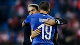 Mancini e Bonucci durante una recente sfida di UEFA Nations League.