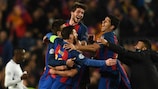 Barcelona celebrate at the final whistle