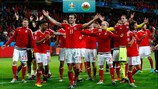 Il Galles festeggia la memorabile vittoria contro il Belgio nel 2016