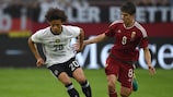 Germany's Leroy Sané vies with Ádám Nagy during the sides' 2016 friendly