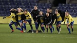 Brøndby celebrate their shoot-out win