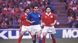 Roberto Mancini contro la Svizzera nel 1992