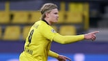 Erling Haaland depois de marcar o primeiro golo do Dortmund
