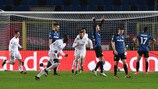Ferland Mendy del Real Madrid esulta dopo aver segnato il gol-partita contro l'Atalanta all'andata 