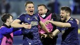 Dinamo celebrate their famous 3-0 win against Tottenham in the last 16