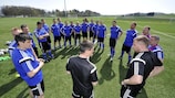 A practical session at a UEFA coach education student exchange course