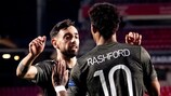  Marcus Rashford e Bruno Fernandes festeggiano il vantaggio dello United