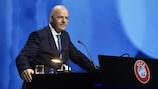 Gianni Infantino, président de la FIFA, lors du Congrès de l’UEFA, à Montreux.