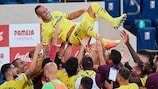  Santi Cazorla is given a hero's send-off after his final game for Villarreal last season