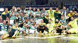 Sporting celebrate with the trophy