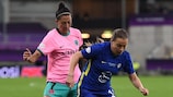 Jenni Hermoso and Fran Kirby vie for the ball during the Gothenburg final