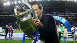 Chelsea head coach Thomas Tuchel with the UEFA Champions League trophy 