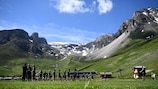 Lyon's women  training in Tignes, French Alps (AFP via Getty Images)