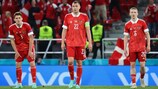 A Rússia foi eliminada após uma derrota por 4-1 diante da Dinamarca