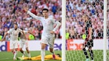 Álvaro Morata festeggia dopo aver segnato il quarto gol della Spagna nel successo 5.3 contro la Croazia agli ottavi di EURO 2020