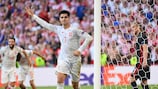 Morata celebra uno de los goles de España ante Croacia en la EURO 2020